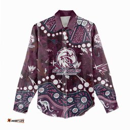 Personalized Manly Warringah Sea Eagles Women Casual Shirt Aboriginal Pattern with Graffiti Style Design TS04