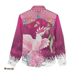 Pink Cockatoo Australia Christmas Women Casual Shirt Grevillea Eucalyptus Blossoms LT14