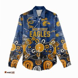 Personalized West Coast Eagles Women Casual Shirt Aboriginal Dot Painting Graffiti Style TS04