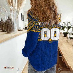 Personalized West Coast Eagles Women Casual Shirt Polynesian Tribal Pattern Heritage Football TS04