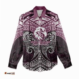 Personalized Manly Warringah Sea Eagles Women Casual Shirt Polynesian Tribal Pattern Style TS04