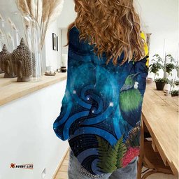 Tui Bird New Zealand Starry Sky Women Casual Shirt Maori Koru LT7