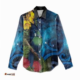 Tui Bird New Zealand Starry Sky Women Casual Shirt Maori Koru LT7