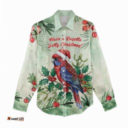 Watercolor Floral Crimson Rosella Women Casual Shirt Its Aussie Christmas Time! LT9