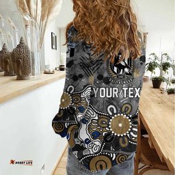 Personalized Collingwood Magpies Women Casual Shirt Aboriginal Dot Painting Graffiti Style TS04
