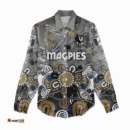 Personalized Collingwood Magpies Women Casual Shirt Aboriginal Dot Painting Graffiti Style TS04
