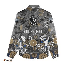 Personalized Collingwood Magpies Women Casual Shirt Aboriginal Dot Painting Graffiti Style TS04