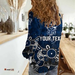 Personalized Geelong Cats Women Casual Shirt Aboriginal Dot Painting Graffiti Style TS04