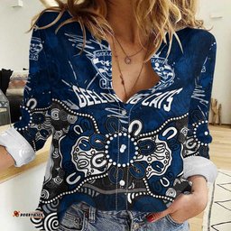 Personalized Geelong Cats Women Casual Shirt Aboriginal Dot Painting Graffiti Style TS04
