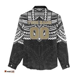 Personalized Collingwood Magpies Women Casual Shirt Polynesian Tribal Pattern Heritage Football TS04