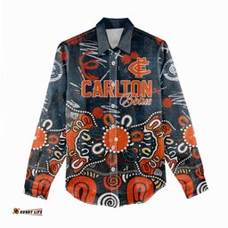 Personalized Carlton Blues Women Casual Shirt Aboriginal Dot Painting Graffiti Style TS04
