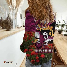 Personalised Sea Eagles Rugby ANZAC Day Women Casual Shirt Last Post Poppy We Will Remember Them LT14