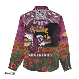 Personalised Sea Eagles Rugby ANZAC Day Women Casual Shirt Last Post Poppy We Will Remember Them LT14