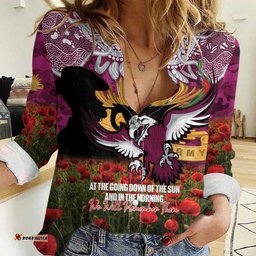 Personalised Sea Eagles Rugby ANZAC Day Women Casual Shirt Last Post Poppy We Will Remember Them LT14