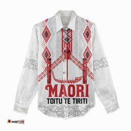 Toitu Te Tiriti Waitangi Women Casual Shirt White Wharenui House LT9