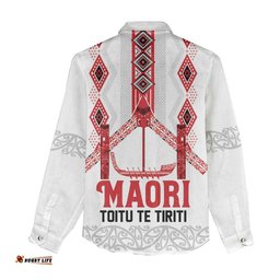 Toitu Te Tiriti Waitangi Women Casual Shirt White Wharenui House LT9