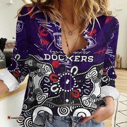 Personalized Fremantle Dockers Women Casual Shirt Aboriginal Dot Painting Graffiti Style TS04