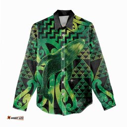 Humpback Whale Matariki New Zealand Women Casual Shirt NZ Maori Paikea Poutama Luxury Green LT14