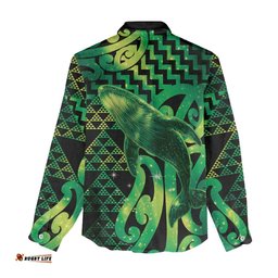 Humpback Whale Matariki New Zealand Women Casual Shirt NZ Maori Paikea Poutama Luxury Green LT14