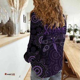 Purple Dragonfly Aboriginal of Hope Women Casual Shirt Australian Epilepsy Awareness LT9