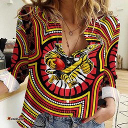 Richmond Football Club Women Casual Shirt Indigenous Monochrome Dot Art Mascot Style TS04
