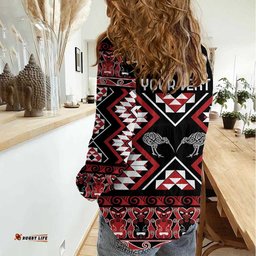 Personalised Taniko Motifs Aotearoa Women Casual Shirt Waitangi Kowhaiwhai Kiwi LT7
