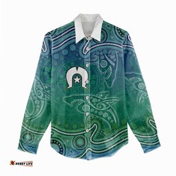 Torres Strait Islands Women Casual Shirt Shark Indigenous Australian Tribal Dot Art TS04