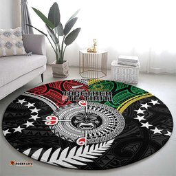 Aotearoa and Cook Islands Mo Te Tiriti Round Carpet New Zealand Honour The Treaty Ake!Ake!Ake! LT9