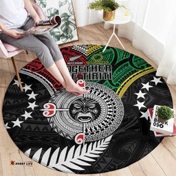 Aotearoa and Cook Islands Mo Te Tiriti Round Carpet New Zealand Honour The Treaty Ake!Ake!Ake! LT9