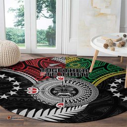 Aotearoa and Cook Islands Mo Te Tiriti Round Carpet New Zealand Honour The Treaty Ake!Ake!Ake! LT9