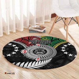 Aotearoa and Cook Islands Mo Te Tiriti Round Carpet New Zealand Honour The Treaty Ake!Ake!Ake! LT9