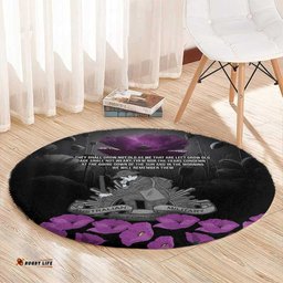 ANZAC Day Remembrance Round Carpet Purple Poppy We Will Remember Them LT9