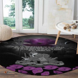 ANZAC Day Remembrance Round Carpet Purple Poppy We Will Remember Them LT9