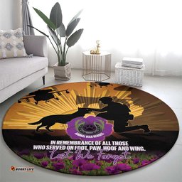 Animal War Heroes Australia ANZAC Day Round Carpet We Will Always Remember Them LT14