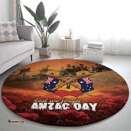 ANZAC Day Lest We Forget Round Carpet Australian Veterans Remembrance Tribute LT18