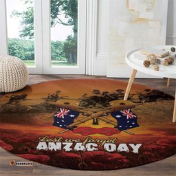 ANZAC Day Lest We Forget Round Carpet Australian Veterans Remembrance Tribute LT18