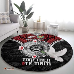 Aotearoa and Tonga Mo Te Tiriti Round Carpet New Zealand Honour The Treaty Ake!Ake!Ake! LT9