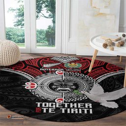 Aotearoa and Tonga Mo Te Tiriti Round Carpet New Zealand Honour The Treaty Ake!Ake!Ake! LT9