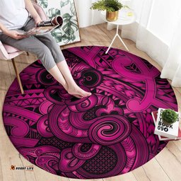 Aotearoa Maori Hei Tiki Round Carpet Mawhero Kowhaiwhai Puhoro Motif LT9