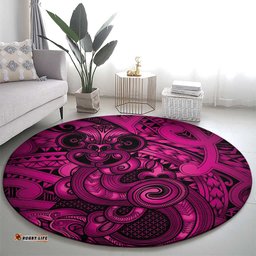 Aotearoa Maori Hei Tiki Round Carpet Mawhero Kowhaiwhai Puhoro Motif LT9