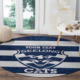 AFL Cats Football Custom Round Carpet Geelong Proud Indigenous Art LT14