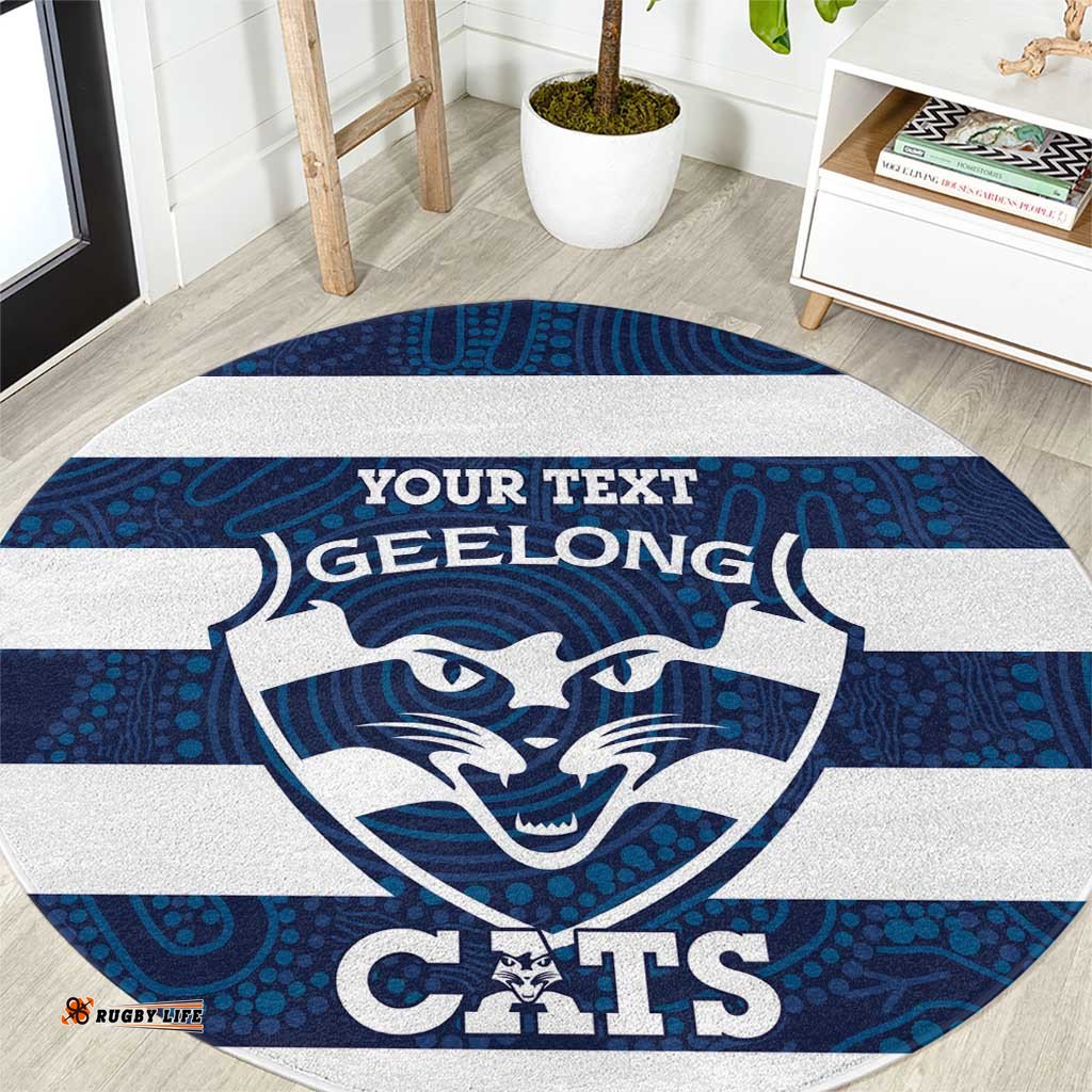 AFL Cats Football Custom Round Carpet Geelong Proud Indigenous Art LT14