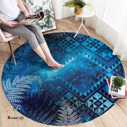 Aotearoa Taniko Matariki Round Carpet Cosmic Blue LT7