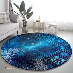 Aotearoa Taniko Matariki Round Carpet Cosmic Blue LT7