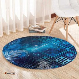 Aotearoa Taniko Matariki Round Carpet Cosmic Blue LT7