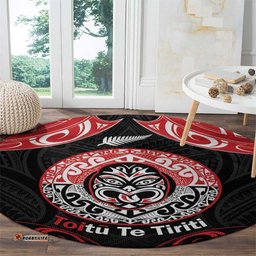 Aotearoa Toitu Te Tiriti Round Carpet Haka Tiki Honour The Treaty LT14