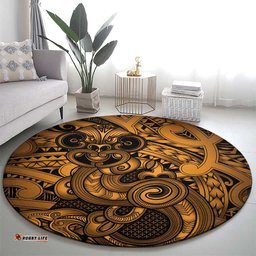 Aotearoa Maori Hei Tiki Round Carpet Koura Kowhaiwhai Puhoro Motif LT9