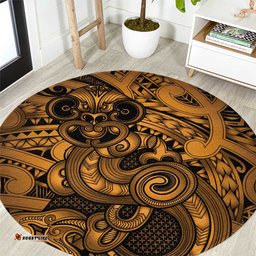 Aotearoa Maori Hei Tiki Round Carpet Koura Kowhaiwhai Puhoro Motif LT9