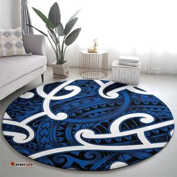 Aotearoa Maori Kowhaiwhai Round Carpet Kikorangi Puhoro and Patiki LT9