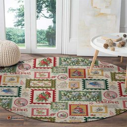 Aussie Birds Christmas La La Land Round Carpet Beige Vintage Stamp Edition LT9